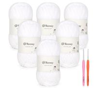 Reessy Skinny Chenille Yarn for Crocheting - 6 Pack of 50g/1.76oz - Soft Fluffy Chenille Yarn - Baby Weights, Ideal Crochet Yarn for Baby Blankets, Plush Toys & Wearables - 951yd Total(Snow White)