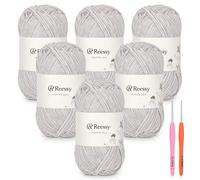 Reessy Skinny Chenille Yarn for Crocheting - 6 Pack of 50g/1.76oz - Soft Fluffy Chenille Yarn - Baby Weights, Ideal Crochet Yarn for Baby Blankets, Plush Toys & Wearables - 951yd Total(Ash)