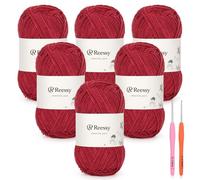 Reessy Skinny Chenille Yarn for Crocheting - 6 Pack of 50g/1.76oz - Soft Fluffy Chenille Yarn - Baby Weights, Ideal Crochet Yarn for Baby Blankets, Plush Toys & Wearables - 951yd Total(Burgundy)