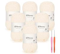 Reessy Skinny Chenille Yarn for Crocheting - 6 Pack of 50g/158yd (948yd Total) - Soft Matte Thin Chenille CYC #2 - Fine Weight Baby Yarn for Plush Toys, Baby Blankets & Small Crafts(Light Beige)