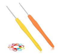 Reessy Small Crochet Hooks Set, Metal Crochet Hook Set with Soft Rubber Handle for Lace and Amigurumi 1.75mm, 2mm, Ergonomic Crochet Hooks for Arthritis Hands Fine Crocheting