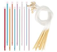 Reessy Tunisian Crochet Hooks Set, 11PCS Aluminium Tunisian Crochet Hook 2.0-8.0mm and 12 PCS Bamboo Tunisian Crochet Hooks with Cable 3.0-10.0mm, Afghan Tunisian Crochet Hook for Knitting Blanket