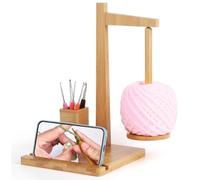 Reessy Yarn Holder Magnetic, Wooden Yarn Holder for Crochet, Multi-functional Yarn Spinner with Phone Stand and Crochet Storage, Large Wool Holder when Knitting and Crocheting