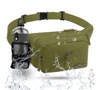REETEE Bum Bag Fanny Pack Men Women Water Resistant Waist Packs Sports Waist Bag with Bottle Holder, Walking Waist Pack Bumbag with Adjustable Belt for Running Travel Cycling Outdoor Sport (Green)