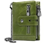 REETEE Ladies Leather Purse RFID Blocking Women's Wallet Multiple Compartment Zipper Coin Purse and 16 Card Slots Bifold Leather Lady Wallet with Chain,Small Womens Purses Leather