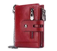 REETEE Ladies Leather Purse RFID Blocking Women's Wallet Multiple Compartment Zipper Coin Purse and 16 Card Slots Bifold Leather Lady Wallet with Chain,Small Womens Purses Leather