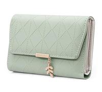 REETEE Ladies PU Leather Wallet With Pendant, Bifold Purse for Women With Coin Zipper, 6 Card Slots (M-Green)