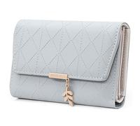 REETEE Ladies Purse Wallet PU Leather Wallet for Women Small Womens Wallet with Pendant, Bifold Purses for Women with Coin Zipper Small Purse and 6 Card Slots (M-Blue)