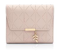 REETEE Ladies Purse with Pendant, Bifold Purses for Women, Small Womens Wallet with Coin Zipper and 6 Card Slots (Pink-1)