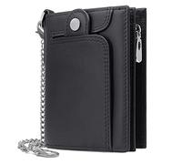 REETEE Mens Wallet RFID Blocking Genuine Leather Wallets Mens with Chain and Zip Coin Pocket, Real Leather Wallet for Gents Men’s 14 Credit Card Holders Bifold Slim Wallets for Men Gift (Black)