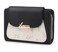 REETEE Small Women's PU Leather Purse Small and Short Format Purse Women's Many Compartments Wallet with 10 Card Slots and Zip Coin Pocket Wallet, A-Black, 13,5 x 9,5 x 3cm, Modern