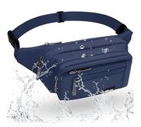 REETEE Waterproof bumbags for Ladies Men Fashion Bum Bag with Adjustable Belt and 5 Zipper Pockets Large Capacity Fanny Pack Waist Bag for Outdoors, Sport, Hiking, Travel (A-Dark Blue)