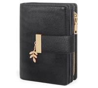 REETEE Women's Small and Compact Wallet PU Leather with RFID Protection, Black, 12.5*9.5*3.5cm, Retro
