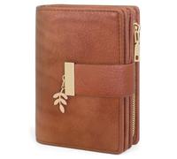 REETEE Women's Small and Compact Wallet PU Leather with RFID Protection, brown, 12.5*9.5*3.5cm, Retro