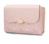 REETEE Women's Small PU Leather Purse, Women's Small and Short Format Purse, Many Compartments, Women's Purse with 10 Card Slots and Zip Coin Compartment Wallet, pink, 18,5 x 9,5 x 3 cm, Modern