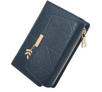 REETEE Women's Small RFID Blocking Purse, Women's PU Leather Purse, Women's Wallet with 16 Card Slots and Zip Coin Compartment, blue, 14 x 9 x 3,5 cm, Retro