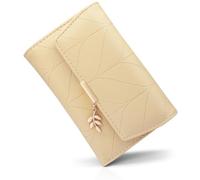 Reetee Women's Soft Vegan Leather Small Purse with Many Compartments, Mini Wallet with Coin Compartment and Card Slots, L-apricose, Elegant