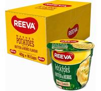 REEVA Instant Mashed Potatoes with Butter and Herbs Flavour, 40g x 16 Cups, Ready in 3 Minutes, Just Add Boiling Water, Instant Potato Cups, Quick & Convenient Potato Side Dish, Bulk Pack