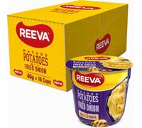 REEVA Instant Mashed Potatoes with Fried Onion Flavour, 40g x 16 Cups, Ready in 3 Minutes, Just Add Boiling Water, Instant Potato Cups, Quick & Convenient Potato Side Dish, Bulk Pack