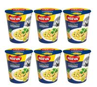 Reeva Instant Pasta Assorted Flavours Carbonara Mushroom Bolognese & Chicken Quick & Easy Meal Ready in 5 Minutes Creamy Flavourful Instant Pasta Snack Cups 70g (Pack of 6) (Carbonara)