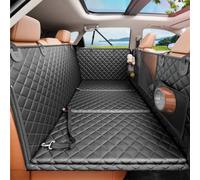 REEVAA 2.0 Dog Seat Cover for Back Seat, Hard Bottom with Cushion Sponge Extender for Dogs, Waterproof Dog Hammock with Mesh Window for Car, Universal Fits for SUV/Sedan/Small Truck, L, Black