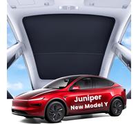 REEVAA 2025 Upgrade Tesla Model Y New (Juniper) Sunshade Roof [No Gaps, No-Sagging] Tesla Y Accessories Heat Insulation Foldable Glass Sunroof Cover for Model Y Juniper 2025-2026, 2PCS, Black