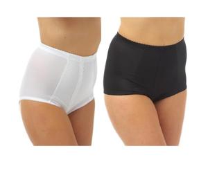 REEVE 2 X Pairs Firm Control Spot Mesh Panel Brief for Women - Women's Shapewear Brief (White&Black, X-Large)