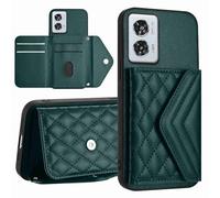 Reevermap for Motorola Edge 50 Fusion Phone Case with Card Slot Magnetic Closure Stand Diamond Check PU Leather Shockproof Bumper Phone Cover TPU Back Cover Heavy Duty Protection, Green