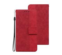 Reevermap for Motorola Edge 60 Fusion Case Wallet Shockproof Geometric PU Leather Flip Magnetic Folding Kickstand Card Holder Silicone Bumper Case for Motorola Edge 60 Fusion, Red