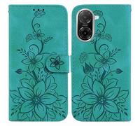 Reevermap for Redmi A5 4G Case, Shockproof Flip Wallet Card Holder Embossed Flower Magnetic PU Leather Bumper with Built-in Kickstand Cover for Redmi A5 4G, Green