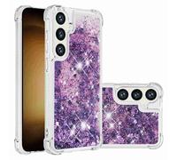 Reevermap for Samsung A16 Case Samsung Galaxy A16/ A16 5G Case Glitter Clear 3D Hearts Liquid Floating Silicone Phone Cover, Shockproof Air Cushion Bling Bumper Case Girls Women, Purple
