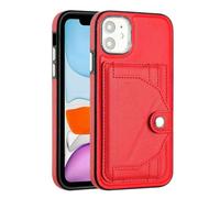 Reevermap iPhone 11 Case with Card Holder Shockproof Wallet Phone Cover for iPhone 11, Protective Slim PU Leather Kickstand Slicone Bumper Case, Red