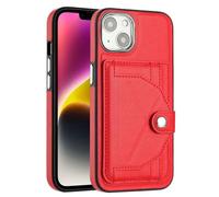 Reevermap iPhone 13 Case with Card Holder Shockproof Wallet Phone Cover for iPhone 13, Protective Slim PU Leather Kickstand Slicone Bumper Case, Red