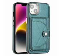 Reevermap iPhone 15 Case with Card Holder Shockproof Wallet Phone Cover for iPhone 15, Protective Slim PU Leather Kickstand Slicone Bumper Case, Green