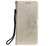 Reevermap Motorola G55 Case, Protective MOTO G55 Wallet Phone Case Flip Shockproof PU Leather Card Holder Mandala Magnetic Stand Cover for Motorila MOTO G55 5G, Gold