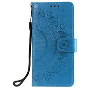 Reevermap Motorola G55 Case, Protective MOTO G55 Wallet Phone Case Flip Shockproof PU Leather Card Holder Mandala Magnetic Stand Cover for Motorila MOTO G55 5G, Blue