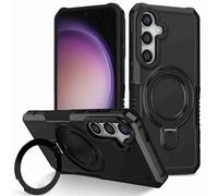 Reevermap Samsung A25 5G Phone Case with Kickstand Ring Holder Military Grade Protection Shockproof Hard PC Cover Soft Silicone Bumper Case Anti Slip Matte Case for Samsung Galaxy A25 5G, Black