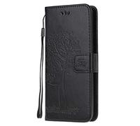 Reevermap Samsung Galaxy A02S Case Flip Phone Cover Shockproof PU Leather Wallet Owl Tree Embossed Magnet Closure Card Slot Stand Case for Samsung Galaxy A02S, Black