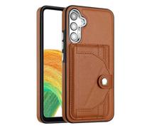 Reevermap Samsung Galaxy A14 Case with Card Holder Shockproof Wallet Phone Cover for Samsung Galaxy A14 4G/ 5G, Protective Slim PU Leather Kickstand Slicone Bumper Case, Brown