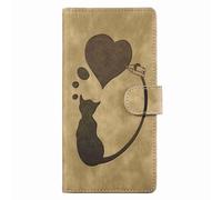 Reevermap Samsung Galaxy S20FE Case Flip, Protective PU Leather Wallet Card Slots Holder Built-in Kickstand Embossed Cat Phone Cover for Samsung Galaxy S20FE with Magnetic Clasp, Apricot