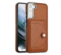 Reevermap Samsung Galaxy S21 FE Case with Card Holder Shockproof Wallet Phone Cover for Samsung Galaxy S21 FE, Protective Slim PU Leather Kickstand Slicone Bumper Case, Brown