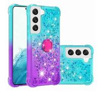 Reevermap Samsung Galaxy S22 Phone Case with Ring Holder Kickstand, Clear Glitter Liquid Floating Silicone Case Sparkle 360 Degree Rotating Ring Grip Case Cover for Girls Women, Blue & Purple