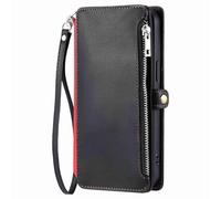 Reevermap Samsung Galaxy S25 FE Case with Adjustable Lanyard Cord Cover for Samsung Galaxy S25 FE Flip, Protective PU Leather Wallet Premium Cover with Card Slots Lanyard Stand Magnetic Closure, Black