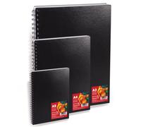 Reeves Hardback Sketch Books - Spiral Bound Black Cover A5 or A4 or A3 MULTIBUY