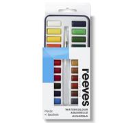 Reeves watercolour Paint Set with Aqua Brush- 24 rich colours with matt and transparent finish - Suitable for beginners, leisure and recreational users - tin pan set suitable for travel