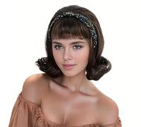 REEWES Retro Wigs 60s Beehive Curl Hair Wig for Women Daily 50s 70s Costume Cosplay Party Womens Wigs with Cap(Brown)