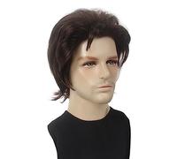 Reewes Short Wig Men's Brown, Rocker Wig 80s 70s Wigs, Curly Rocker Wig Hair Cosplay Halloween Costume Male Wig