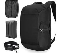 reeyee 30L Travel Backpack with 20L Vacuum Compression Bag, 840D CORDURA Water-Repellent Laptop Bag for 18" PC, 180° Opening, X-Breathable System, Business Commuter Rucksack for Men Women
