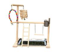 REEYUILOF Wooden Parrot Stand Playground | With Swing Ladder Feeder Cups Bird Perch Gym Large Cage Toys For Home Aviary