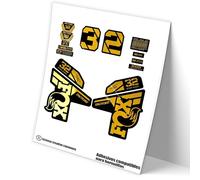 REF:VP465 Fork Compatible FOX 32 STEP CAST FACTORY 2021-22 MTB stickers, stickers, stickers, vinyls for mountain bikes. (CHROME-GOLD)